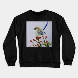 Little Wren on Rose Bush Crewneck Sweatshirt